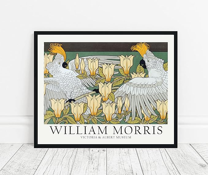 William Morris Birds Wall Art Poster Prints, Famous Artist Patterns, Vintage Flowers Decor Artwork, Tapestry Historic Cultural Illustrations Fine Art, Colorful for Living Room, Bedroom, Office,