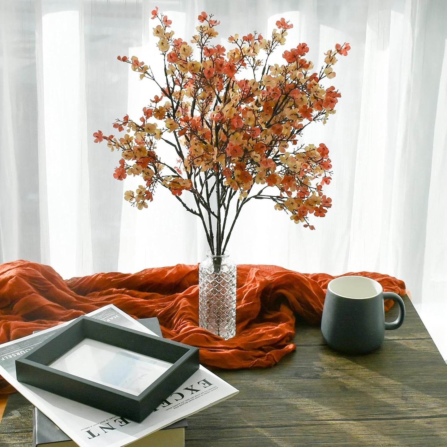 Mandy's Beige Brown Artificial Baby’s Breath Flowers 6 Bundles Silk Gypsophila with Bendable Stems for Fall Centerpiece Wedding Decor and Table Arrangements