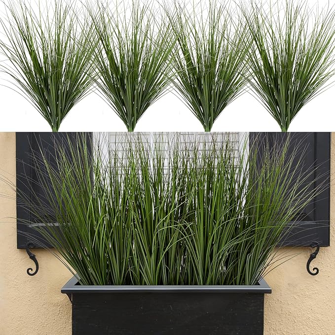 24PCS Fake Plants Artificial Wheat Grass Greenery Plastic Plants Fake Grass Artificial Plants for Outdoor Decor Artificial Grass Plant with Greenery Stems for Indoor Home Decoration 26.4"