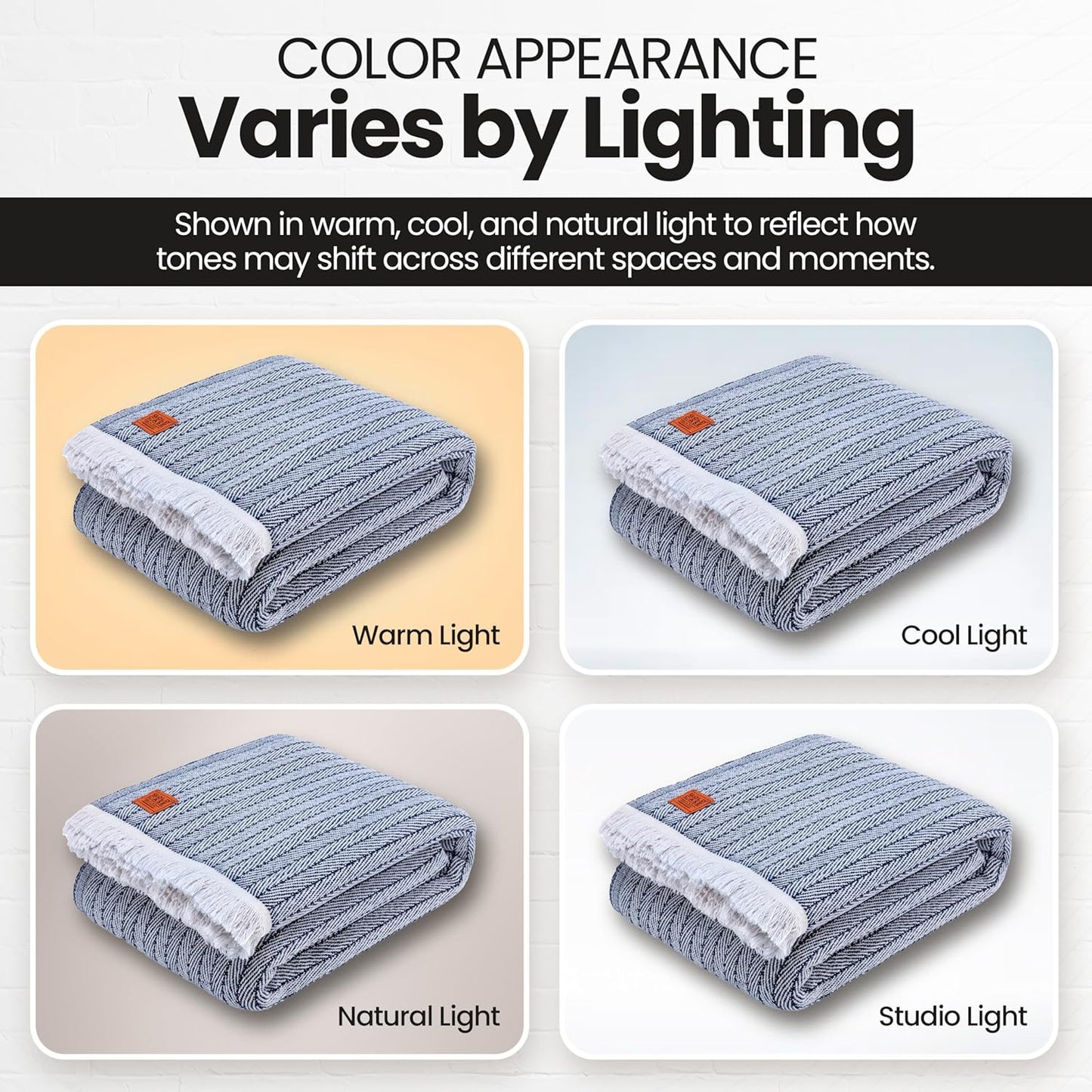 Gold Case Throw Blanket for Bed - 100% Recycled Turkish Cotton Blanket - Vintage Lightweight Soft Throw Blankets for Bed & Living Room - Queen Size Cozy Blankets - 90x90 - Navy Blue