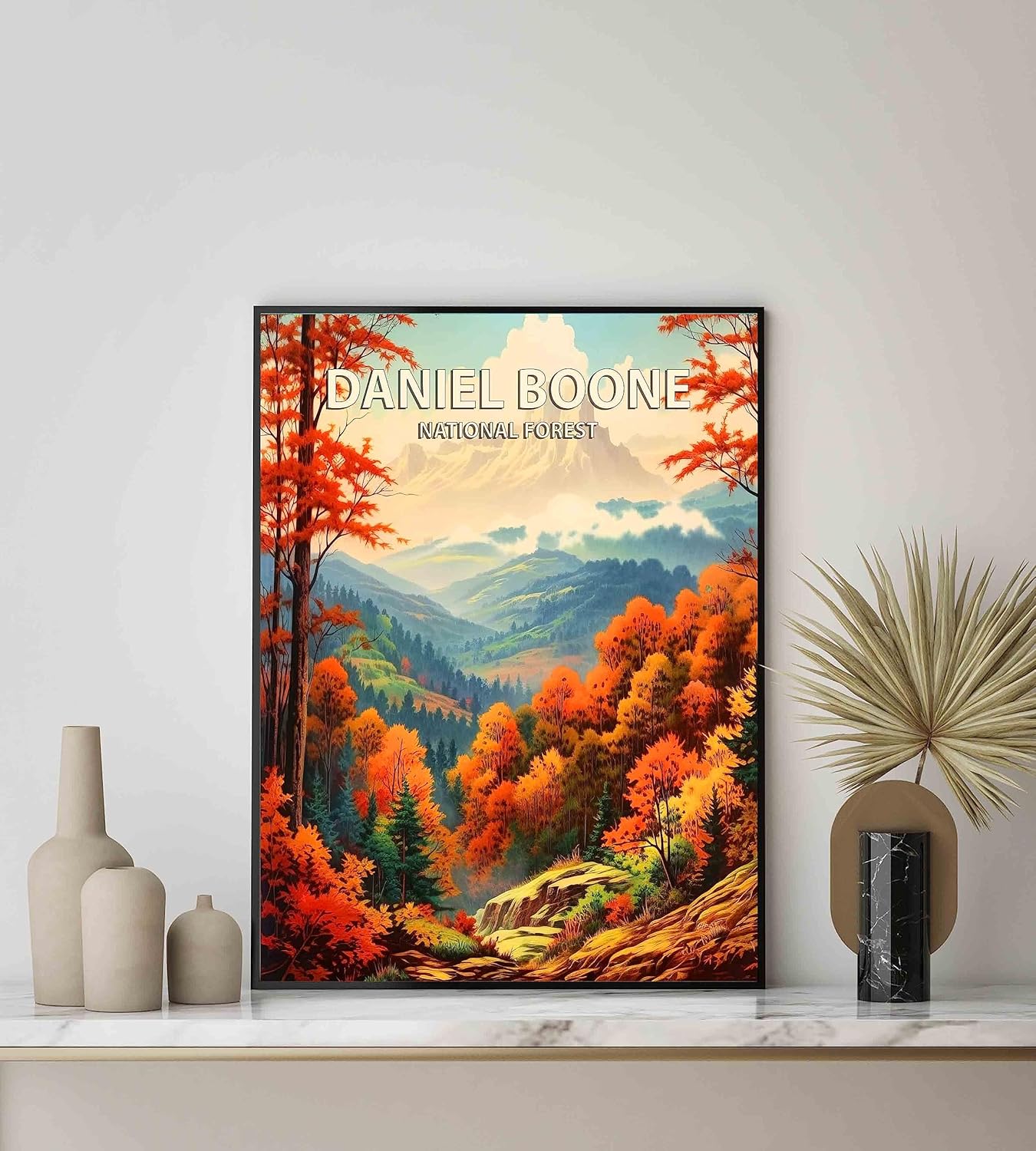 Daniel Boone National Forest Poster Art Print Retro Mountain Wall Art Poster Vintage Decor Nature Recreation Wilderness Wildlife Decoration, Outdoor Adventure Scenic Beauty Artwork. (Daniel Boone