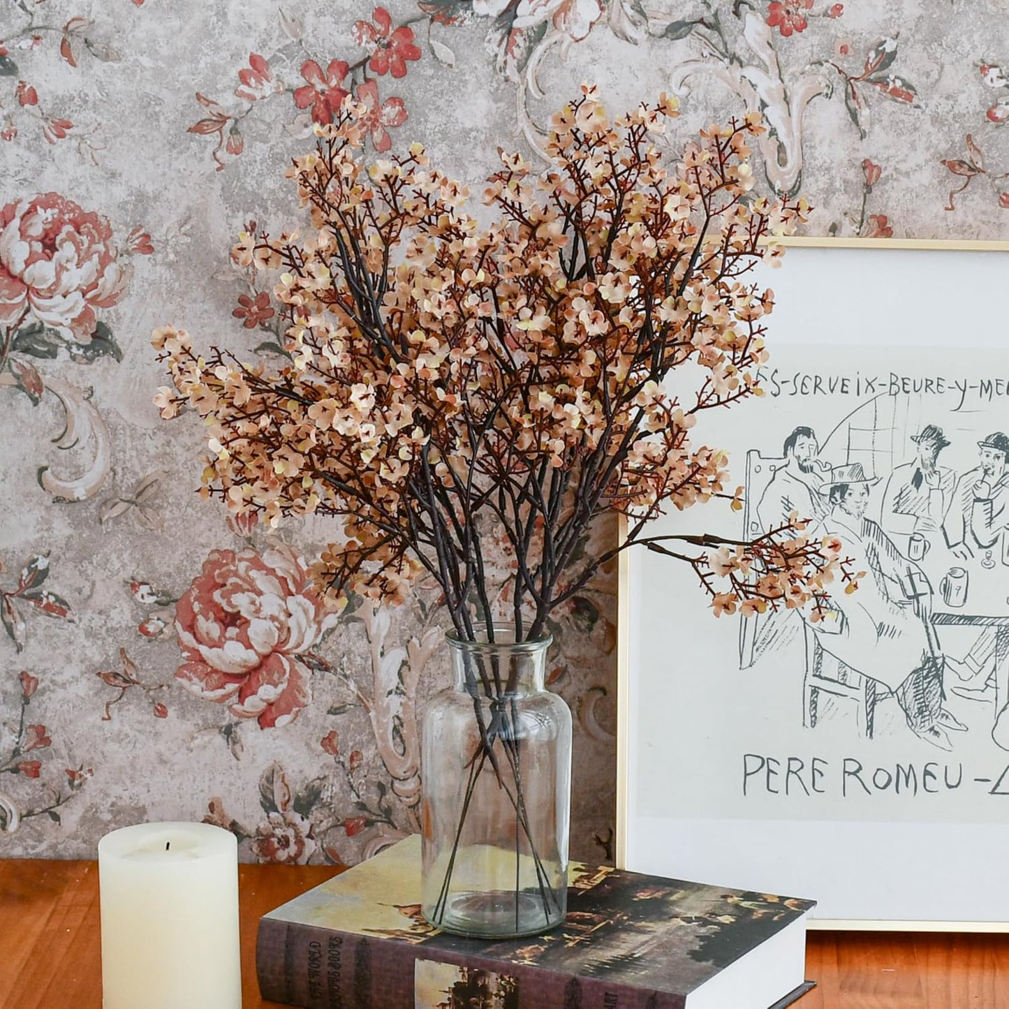 Mandy's Light Brown Artificial Baby’s Breath Flowers 6 Bundles Silk Gypsophila with Bendable Stems for Fall Centerpiece Wedding Decor and Table Arrangements