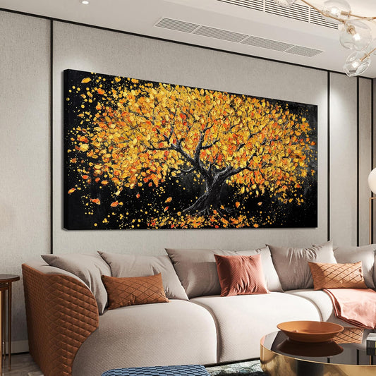 Dimpaga Canvas Wall Art Decor Large Wall Art for Living Room Artwork for Walls Black and Gold Wall Art Decor Tree of Life Wall Art Prints Canvas Art Wall Decor Home Office Wall Decor 24"X48"