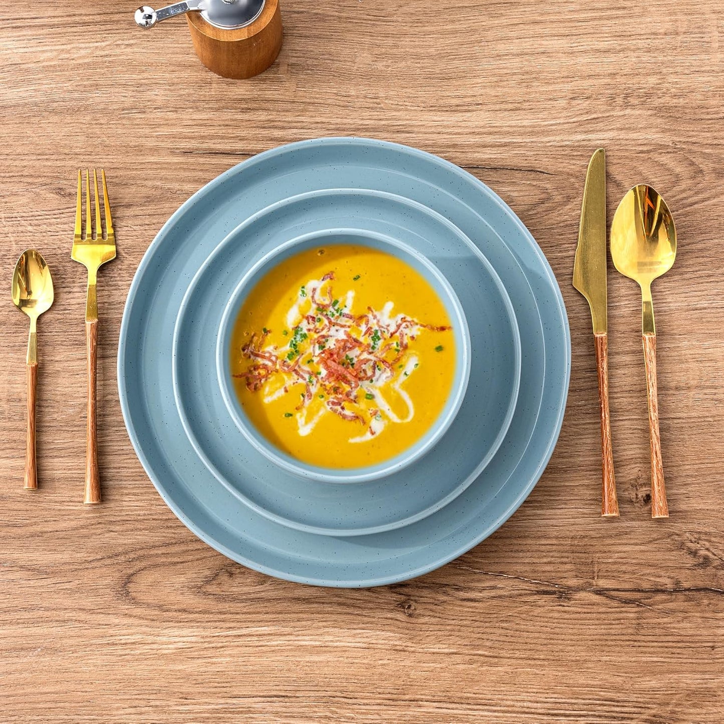 GBHOME Ceramic Dinnerware Set for 4, 12pcs Stoneware Plates and Bowls Sets, Handmade Chip and Scratch Resistant Dishes Set, Dishwasher & Microwave Safe