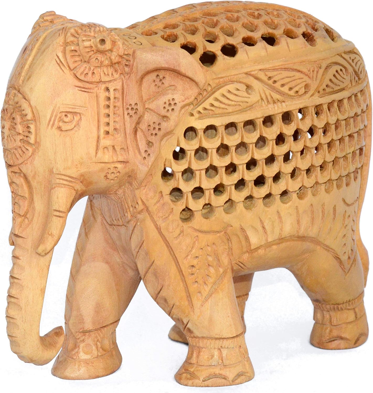 ETROVES Wood Elephant Statue - Hand Carved Wooden Elephant Figurine/Sculpture Home Farmhouse Decor, 6 Inch, Brown