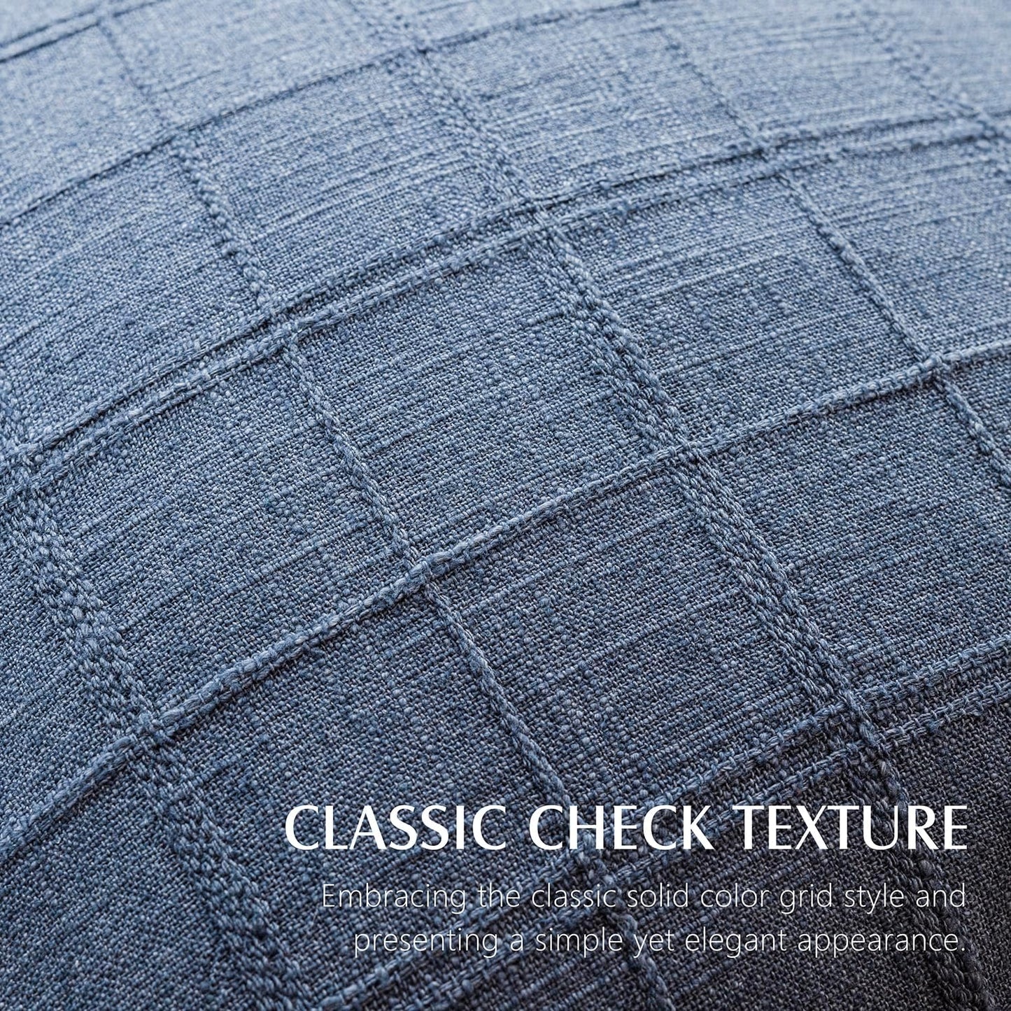 Foindtower Set of 2 Decorative Linen Check Throw Pillow Covers Neutral Farmhouse Vintage Cushion Covers Modern Coastal Boho Home Decor for Sofa Chair Couch Bedroom Living Room,16×16 Inch,Blue