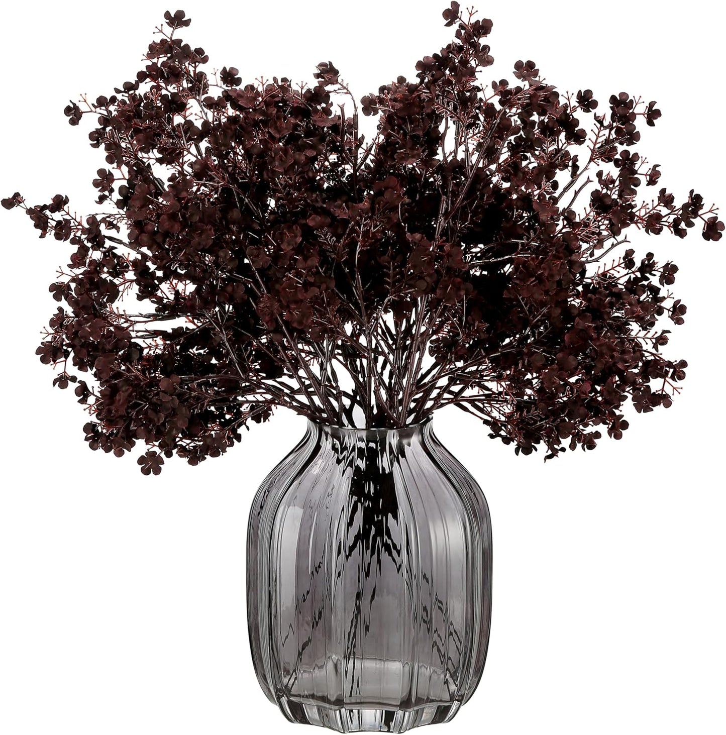 JAKY-Global Silk Babys Breath Artificial Flowers Bulk Blackish Red 6pcs Faux Fall Flowers for Vase Home Kitchen Indoor Bouquet Floral Arrangement Table Centerpieces Farmhouse Decor