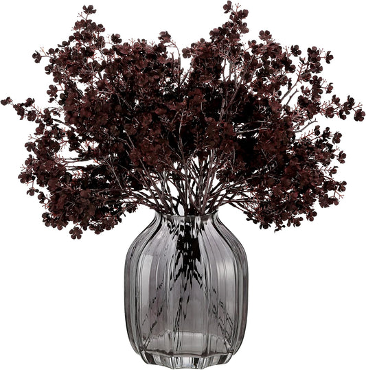 JAKY-Global Silk Babys Breath Artificial Flowers Bulk Blackish Red 6pcs Faux Fall Flowers for Vase Home Kitchen Indoor Bouquet Floral Arrangement Table Centerpieces Farmhouse Decor