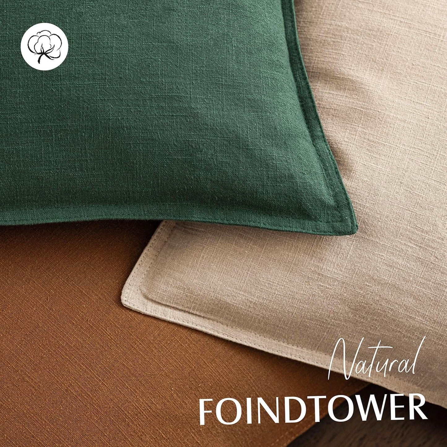 Foindtower Set of 2, Decorative Linen Soild Throw Pillow Covers Soft Accent Euro Cushion Case Farmhouse Neutral Pillowcase for Chair Couch Sofa Bedroom Living Room Home Decor 20 x 20 Inch Pine Green