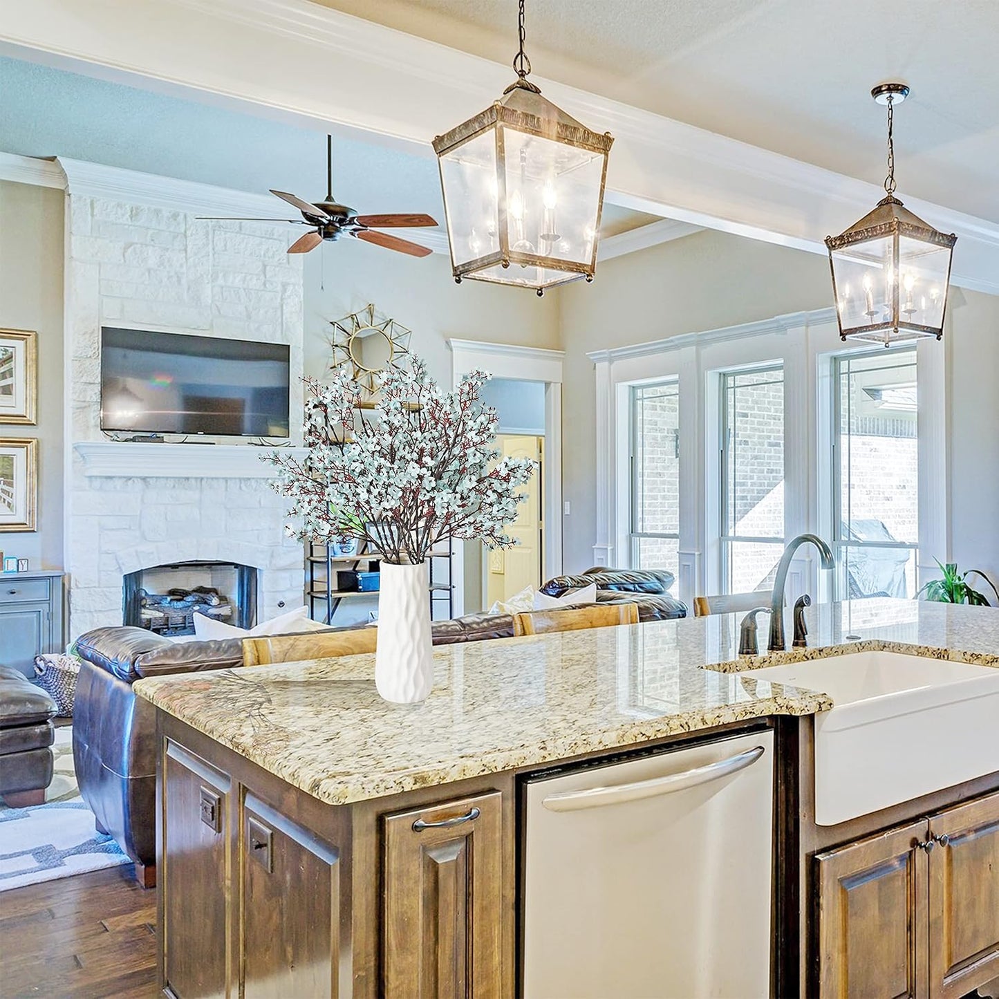 Mandy's Light Blue Artificial Baby’s Breath Flowers 6 Bundles Silk Gypsophila with Bendable Stems for Fall Centerpiece Wedding Decor and Table Arrangements