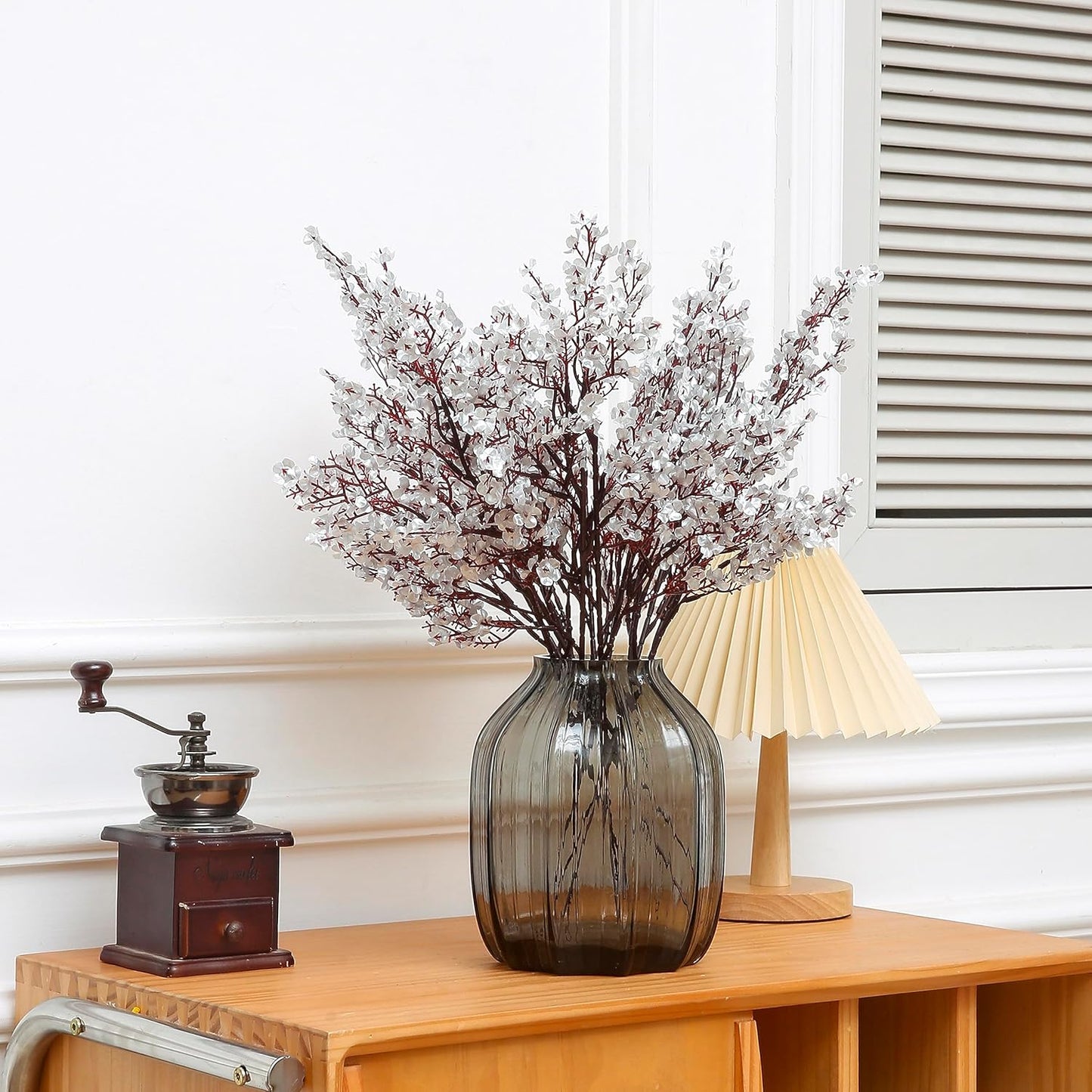 JAKY-Global Babys Breath Fabric Cloth Artificial Flowers 6 Bundle European Fake Silk Plants Decor Wedding Party Decoration Bouquets Real Touch DIY Home Garden (Silver 6pcs)