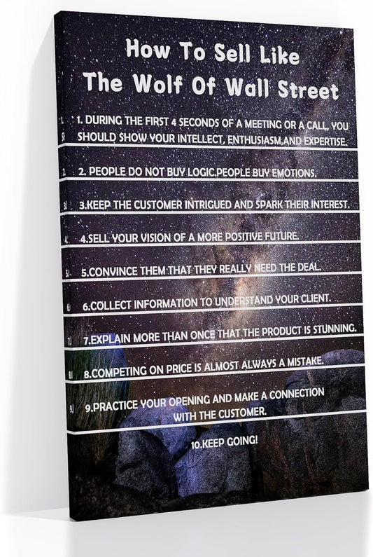 Inspirational Canvas Wall Art Entrepreneur Quotes The Wolf Of Wall Street Motivational Poster Print Artwork for Home Bedroom Bathroom Office Picture Decoration Ready to Hang [12''Wx18''H]