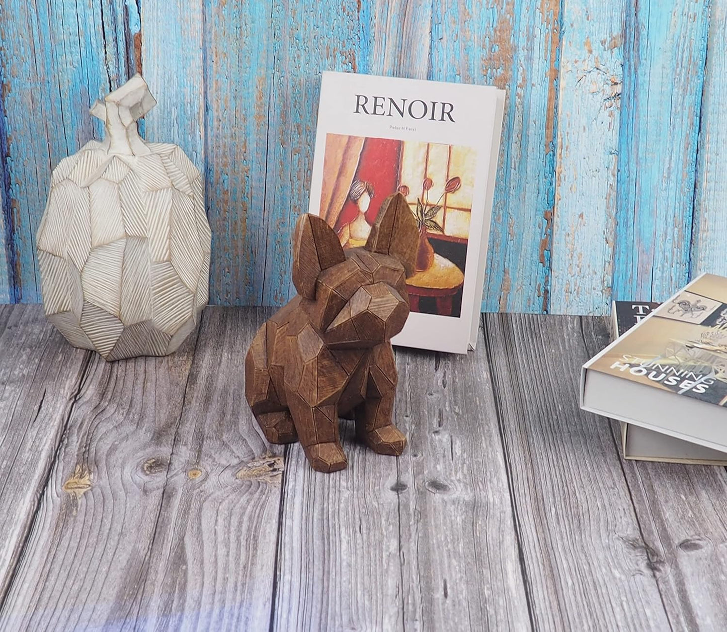Hymmah Dog Home Decor Statue Rustic Home Decorations for Living Room, Boho Sculpture Resin Animal Collectible Figurines for Indoor Decor