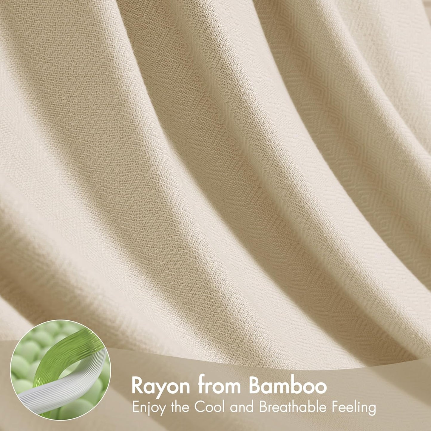Madison Park Queen Size Blanket, 70% Rayon Bamboo-Based, 30% Cotton, Breathable for Hot Sleepers Menopause, Ultra Soft and Snag-Resistant, Summer Blanket for Bed or Couch, Queen 90"x90" Ivory