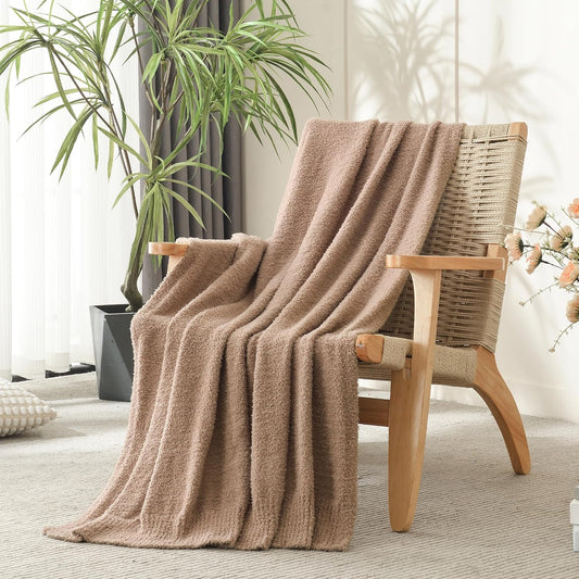 Knit Throw Blanket Super Soft Warm Blanket for Couch Lightweight Fluffy Blanket for Bed Sofa 50x60 Inches Dusty Rose