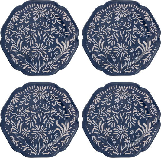 Karma, 10.75 inches Melamine Dinner Plates Set of 4, Reusable Dishwasher Safe Plates for Outdoor and Indoor, Mykonos