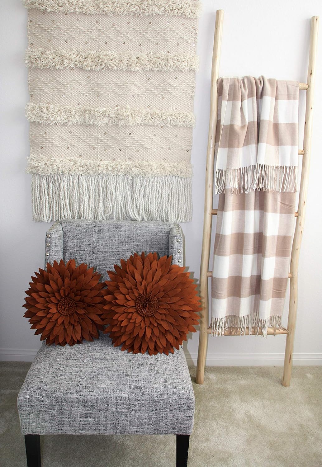 Contempo Lifestyles 3D Daisy & Sunflower Decorative Pillow - Flower-Shaped, Solid Mocha