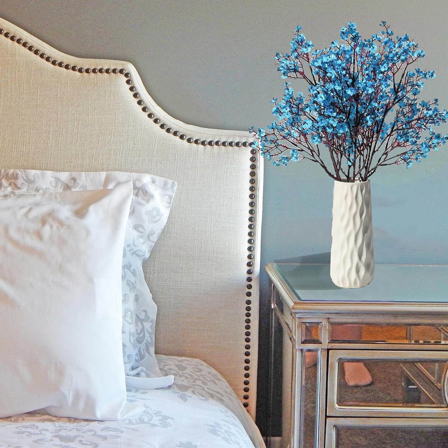 Mandy's Royal Blue Artificial Baby’s Breath Flowers 6 Bundles Silk Gypsophila with Bendable Stems for Fall Centerpiece Wedding Decor and Table Arrangements