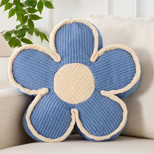 Flower Pillow Blue Flowers Shaped Cushion Decorative Daisy Pillow for Bed Couch Cute Throw Pillows