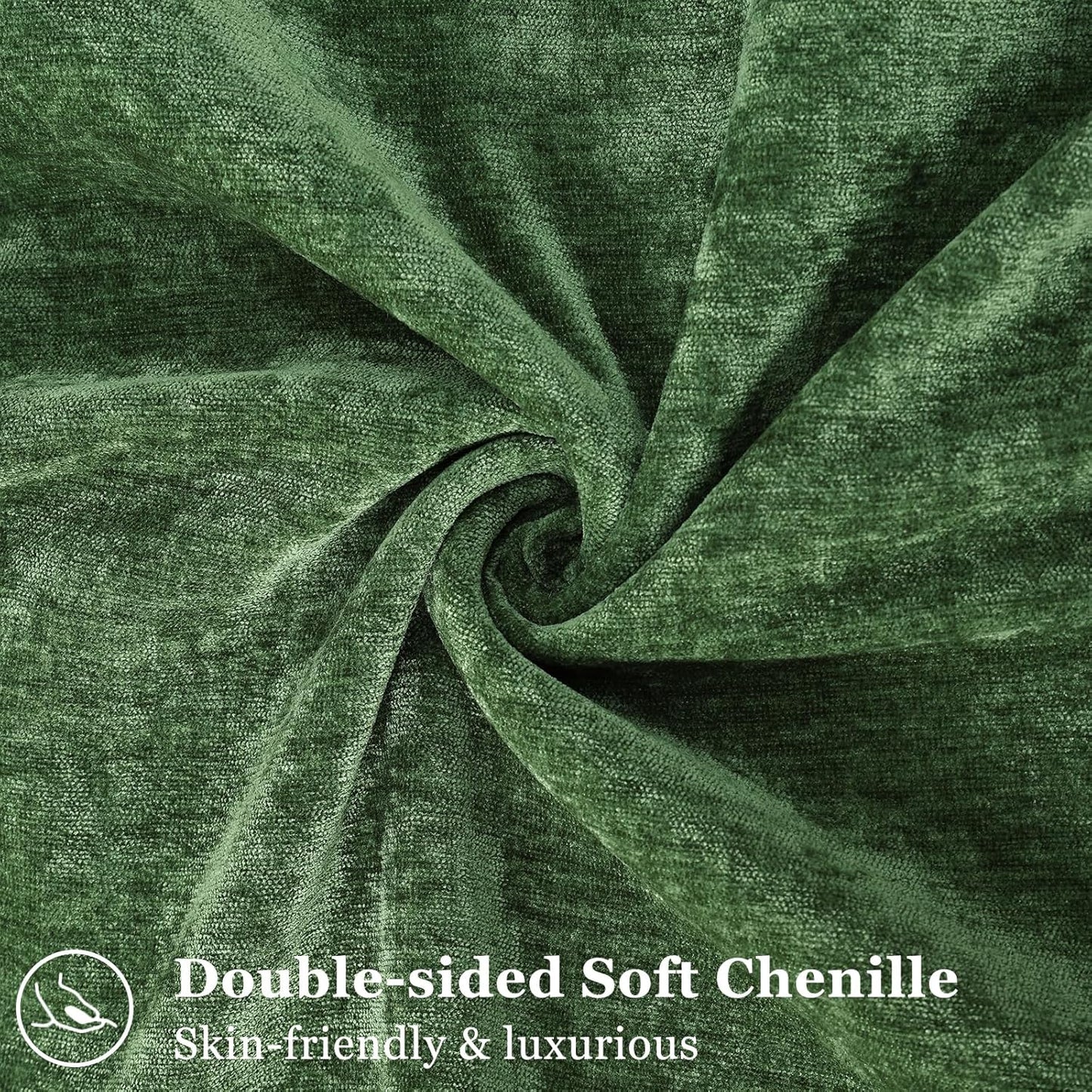 decorUhome Christmas Couch Throw Pillow Covers 18x18 Set of 2, Decorative Soft Euro Neutral Chenille Pillow Covers with Elegant Design for Sofa Bed Living Room Home Decor, Moss Green