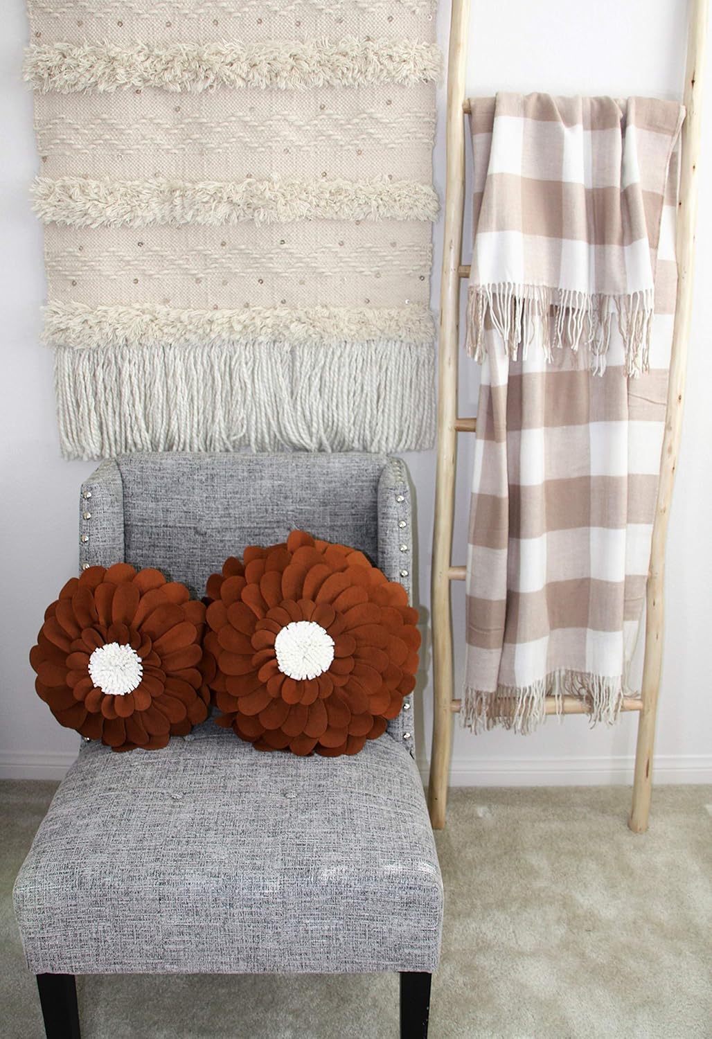 Decorative Flower Pillows – 3D Happy Daisy Flower Throw Pillow - Flower Shape Design Patented-Flower Shaped Pillow For Home Décor – Round Throw Pillows Soft & Cozy - Couch & Bed Flower Shape Pillow