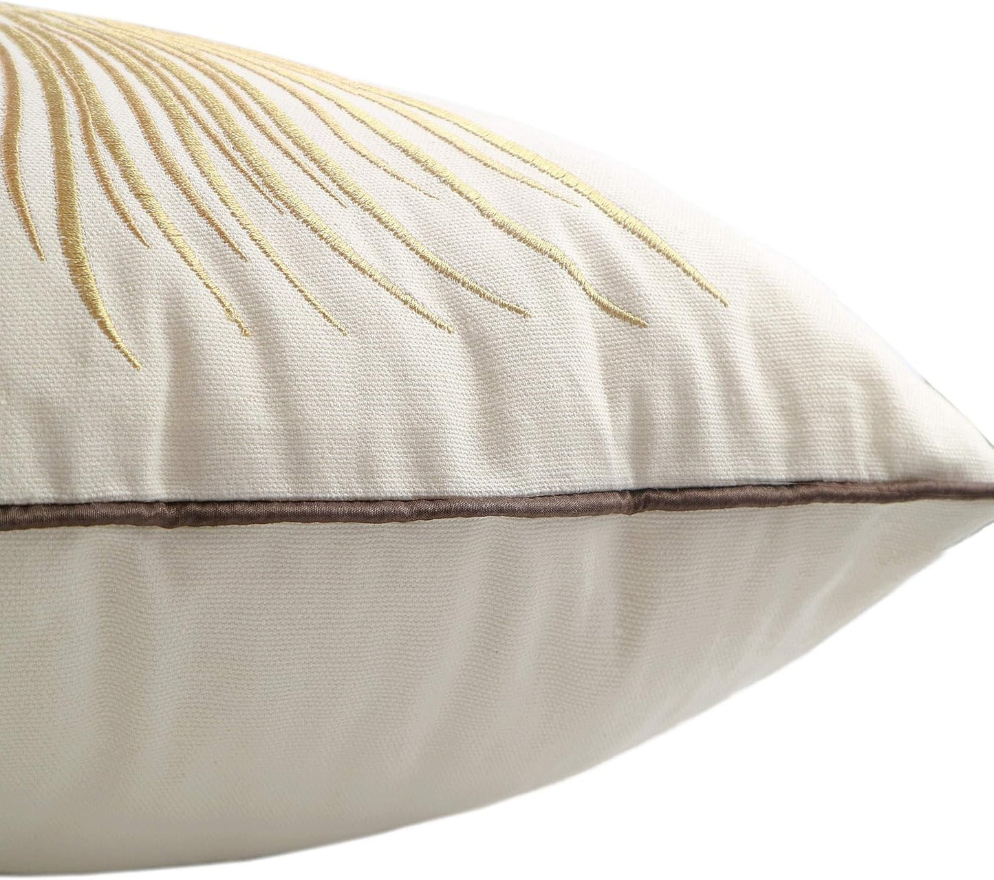 Embroidery Throw Pillow Covers 18x18 Home Decor Fine Thread Dandelion Flower Pillow Cover for Couch Bedroom Chair 100% Cotton Canvas Floral Cushion Cover 45x45cm, Beige Pack of 2