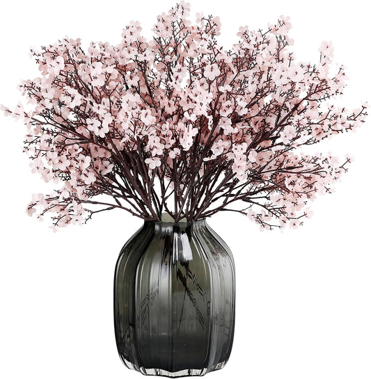 JAKY-Global Babys Breath Fabric Cloth Artificial Flowers 6 Bundle European Fake Silk Plants Decor Wedding Party Decoration Bouquets Real Touch DIY Home Garden (Autumn Pink-6pcs)