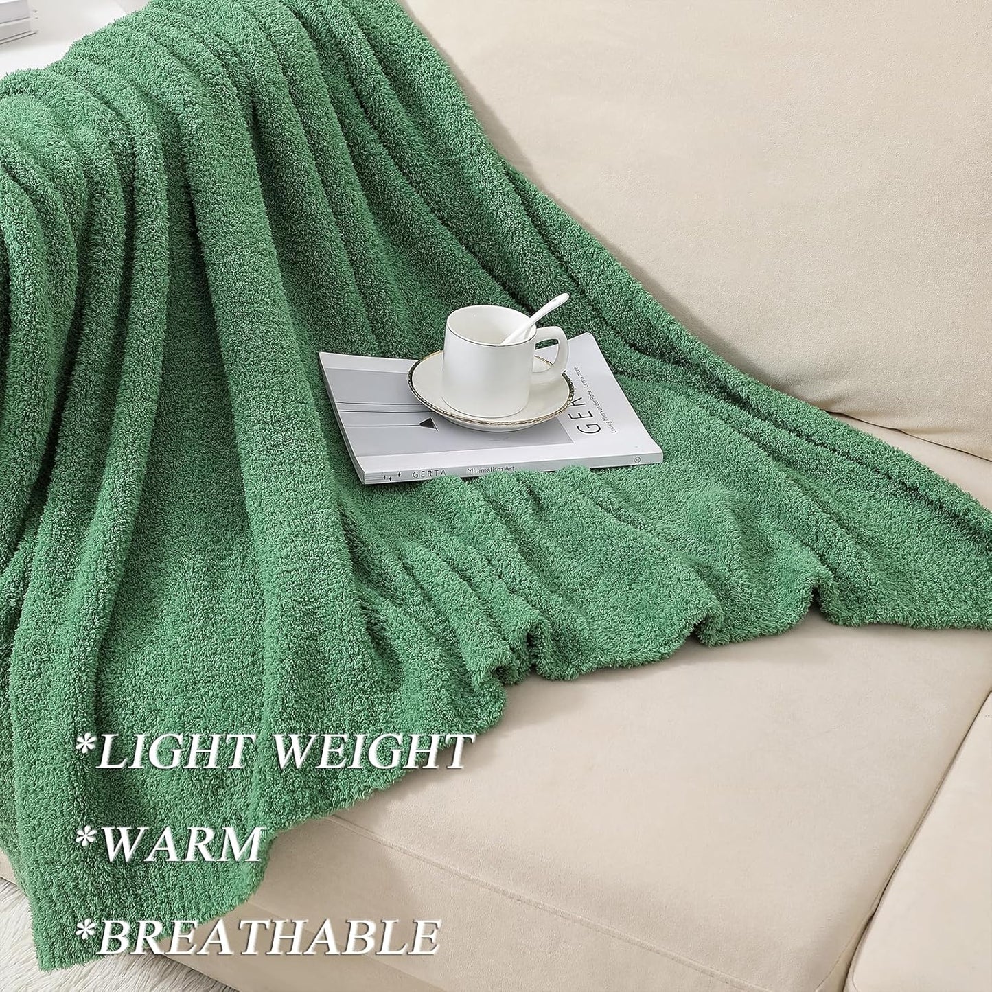 bearberry Super Soft Fluffy Throw Blanket Lightweight Cozy Warm Throw Blankets for Couch Bed Sofa All Season (Avocado Green, 40”x50”)