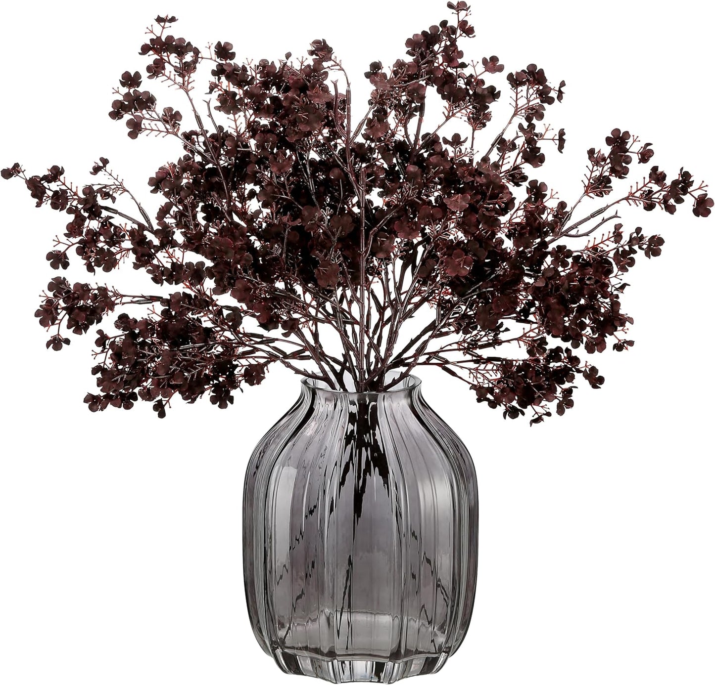 JAKY-Global Silk Babys Breath Artificial Flowers Bulk Blackish Red 6pcs Faux Fall Flowers for Vase Home Kitchen Indoor Bouquet Floral Arrangement Table Centerpieces Farmhouse Decor