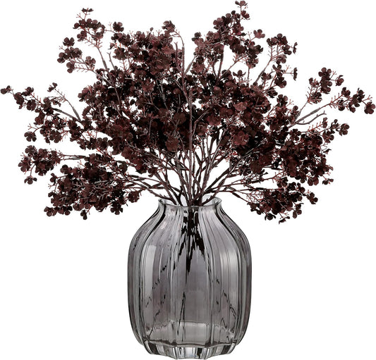 JAKY-Global Silk Babys Breath Artificial Flowers Bulk Blackish Red 6pcs Faux Fall Flowers for Vase Home Kitchen Indoor Bouquet Floral Arrangement Table Centerpieces Farmhouse Decor