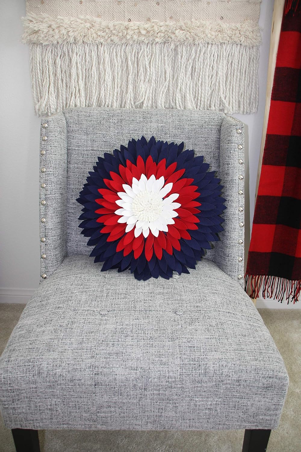 Contempo Lifestyles 3D Daisy Flower Pillow, Sunflower Throw Pillow, 18" Flower, American Flag