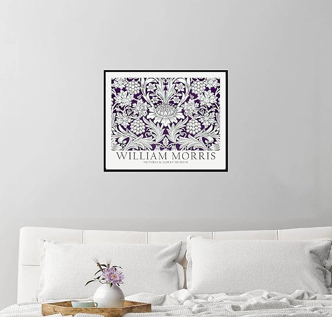 William Morris Purple Theme Wall Art Poster Prints, Famous Artist Patterns, Vintage Flowers Decor Artwork, Tapestry Historic Cultural Illustrations Fine Art, Colorful for Living Room, Bedroom, Office,