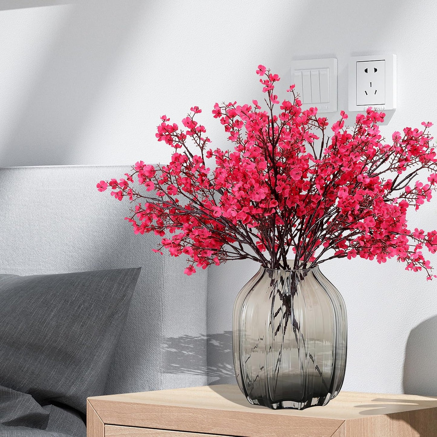 JAKY-Global 12pcs Babys Breath Artificial Flowers Gypsophila Bouquet Bulk Fake Spring Silk Small Flowers Real Touch Faux Floral for Home Bedroom Kitchen Garden Wedding Christmas Party DIY Decor (Rose)