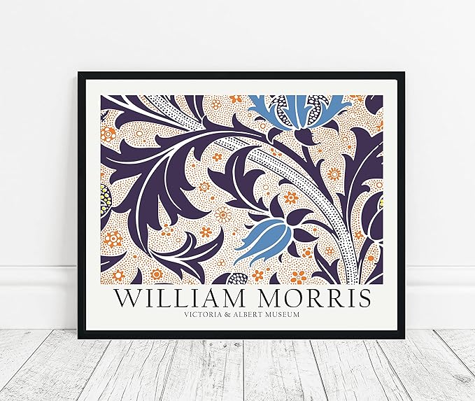 William Morris Eclectic Wall Art Poster Prints, Famous Artist Patterns, Vintage Flowers Decor Artwork, Tapestry Historic Cultural Illustrations Fine Art, Colorful for Living Room, Bedroom, Office,