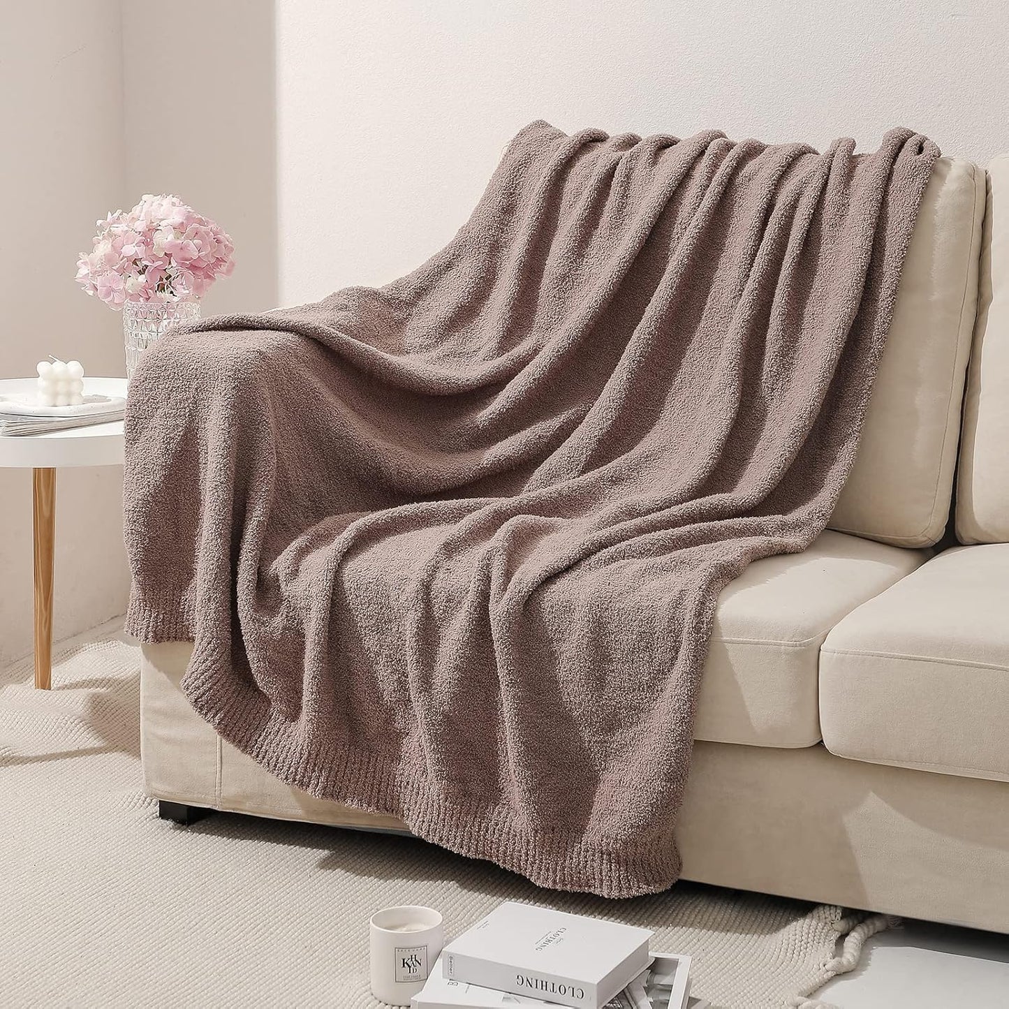 bearberry Super Soft Fluffy Throw Blanket Lightweight Cozy Warm Throw Blankets for Couch Bed Sofa All Season (Rose Taupe, 40”x50”)
