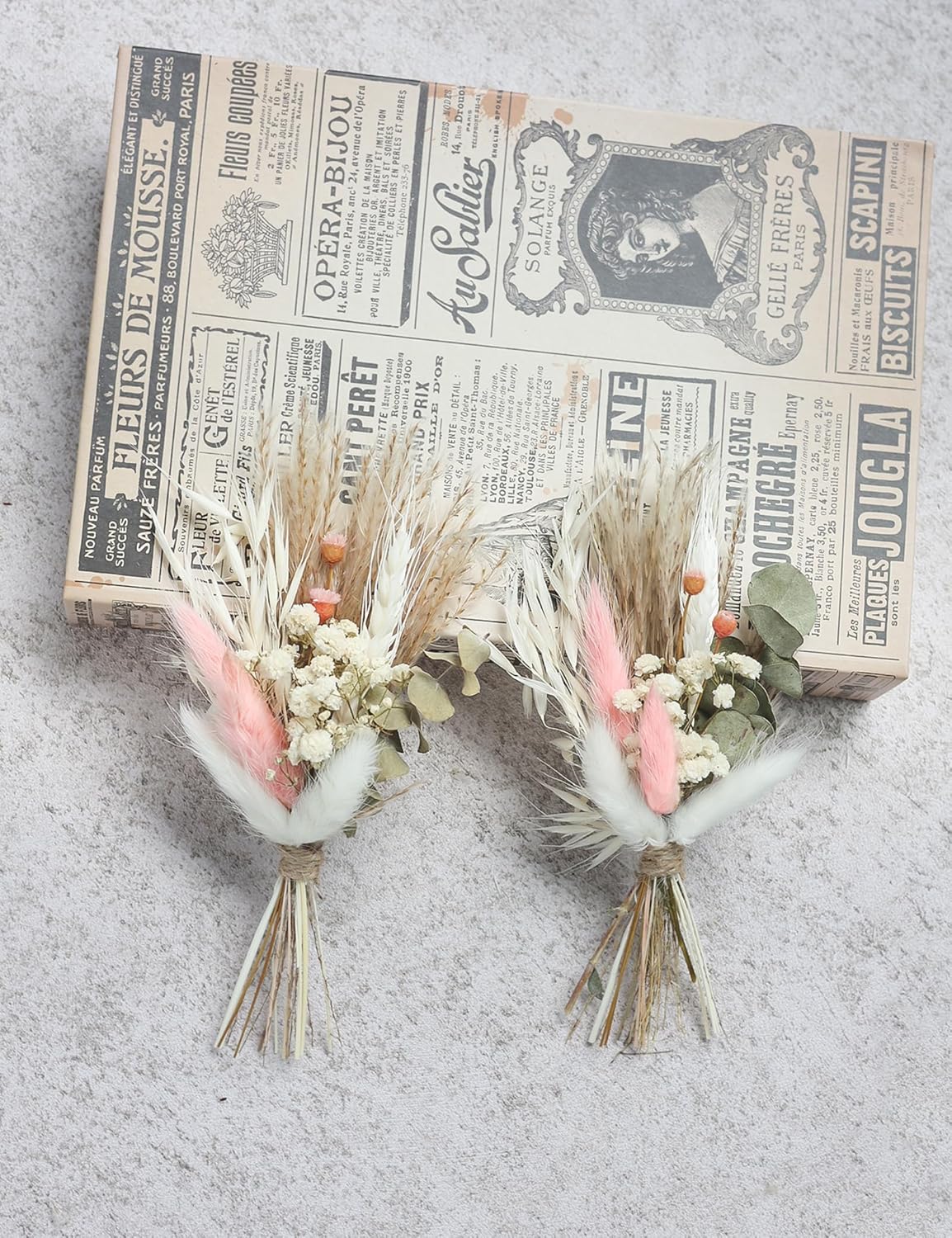 Mini Dried Flower Bouquets for Bridesmaid Proposal Gift Boxes, Birthday Cake Arrangements, boutonnieres, Small vases for Table Centers, Bohemian Wedding Decorations (Blush)