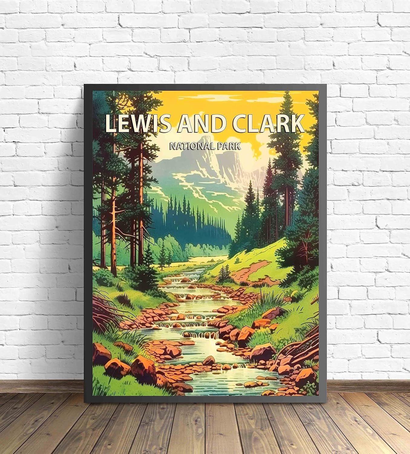 Lewis and Clark National Forest Poster Art Print Retro Mountain Wall Art Poster Vintage Decor Nature Recreation Wilderness Wildlife Decoration, Outdoor Adventure Scenic Beauty Artwork. (Lewis and