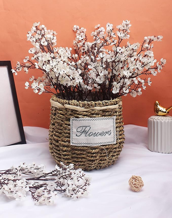 20pcs Babys Breath Artificial Flowers Gypsophila Bouquet Bulk Fake Spring Silk Small Flowers Real Touch Faux Floral for Home Bedroom Kitchen Garden Wedding Christmas Party DIY Decor (White)