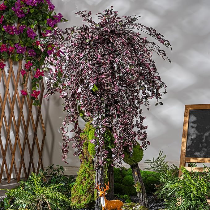 4PCS Fake Plants Decor,Artificial Watermelon Vine for Home Decor Indoor,Fake Ivy Plants Realistic Faux Plants Indoor for Home Living Room Bedroom Office Decoration