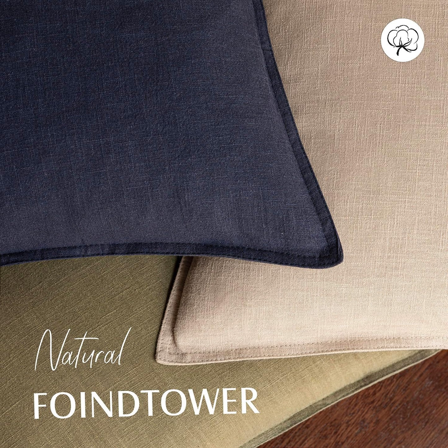 Foindtower Pack of 2, Decorative Linen Soild Throw Pillow Covers Soft Accent Cushion Case Farmhouse Neutral Pillowcase for Chair Couch Sofa Bedroom Living Room Home Decor 16 x 16 Inch Tan Beige