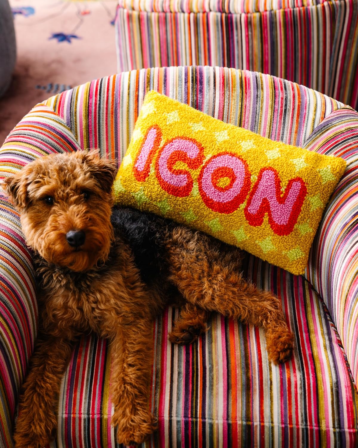 FURBISH Hook Decorative Throw Pillow - Icon - 9"x16" - Small Embroidered Designer Pillow for Living Room, Couch, Sofa, Chair & Bed - Eclectic Home Decor