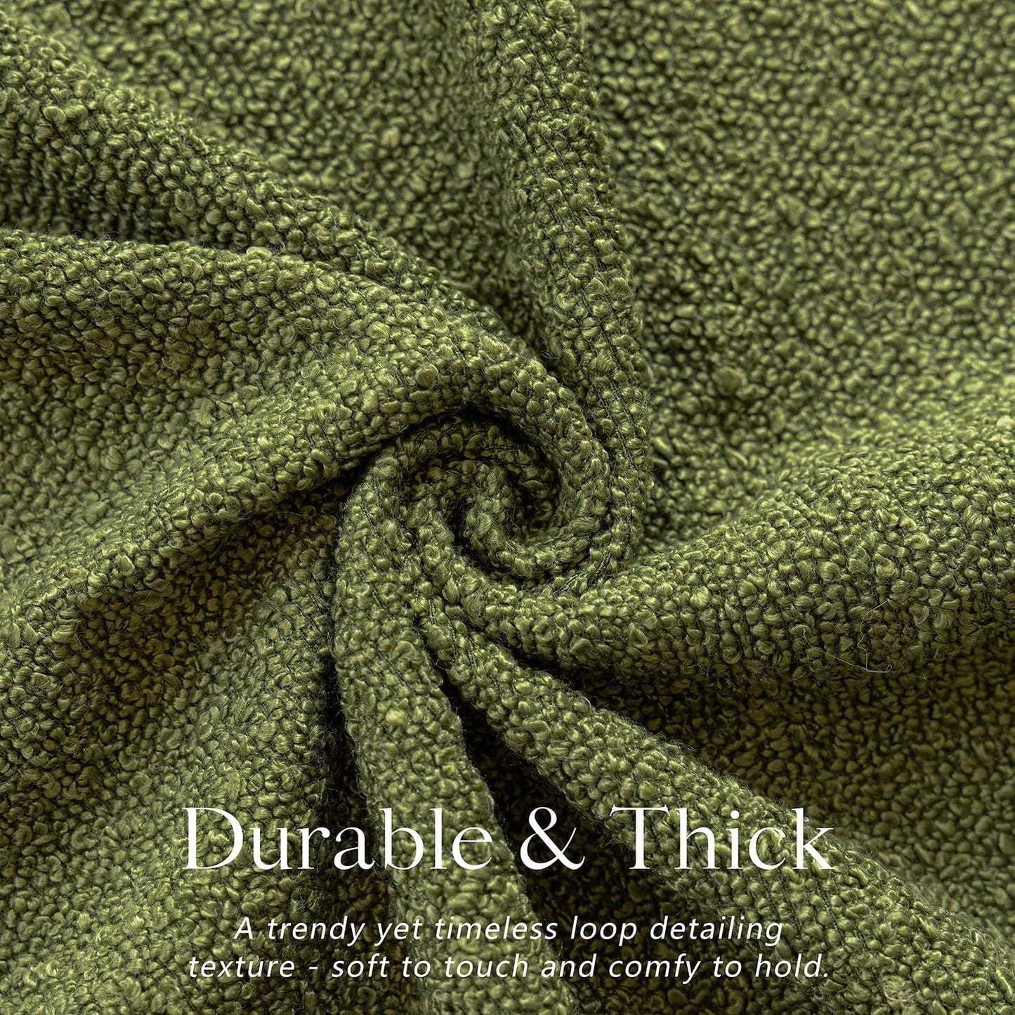 Foindtower Decorative Boucle Throw Pillow Covers Accent Solid Pillow Cases Cozy Soft Textured Couch Cushion Case for Chair Sofa Bedroom Living Room Home Decor 22 x 22 Inch,Green