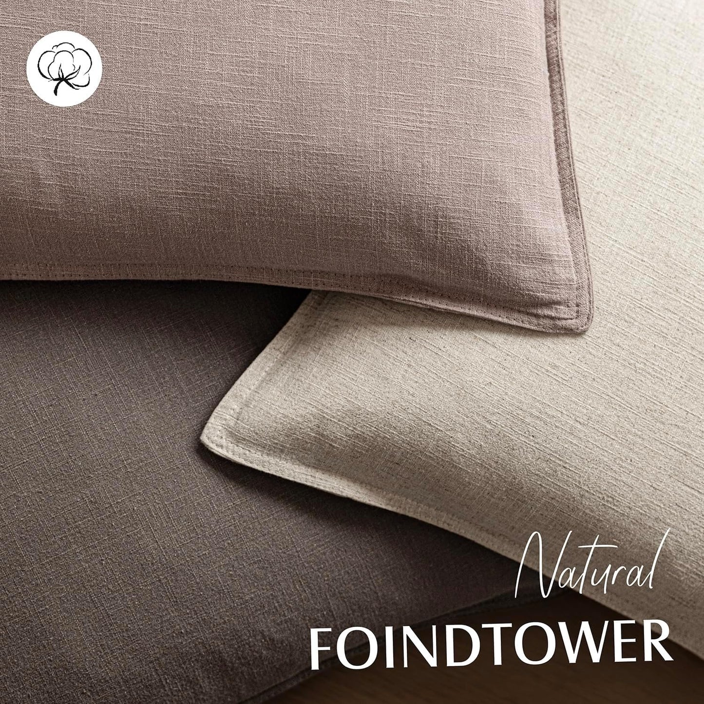Foindtower Pack of 2, Decorative Linen Soild Throw Pillow Covers Accent Lumbar Cushion Case Farmhouse Pillowcase for Chair Couch Sofa Bedroom Living Room Home Decor 12 x 20 Inch Dusty Pink