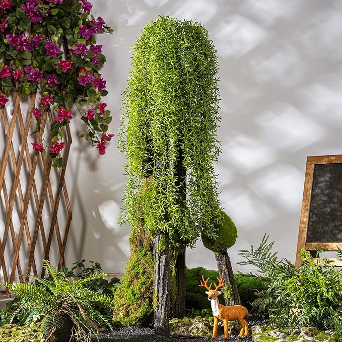 4PCS Fake Hanging Plants Set - Ultra Realistic Artificial Vine with Lifelike Leaves, Zero Maintenance Home & Office Decor for Wall, Shelf, Wedding Arch