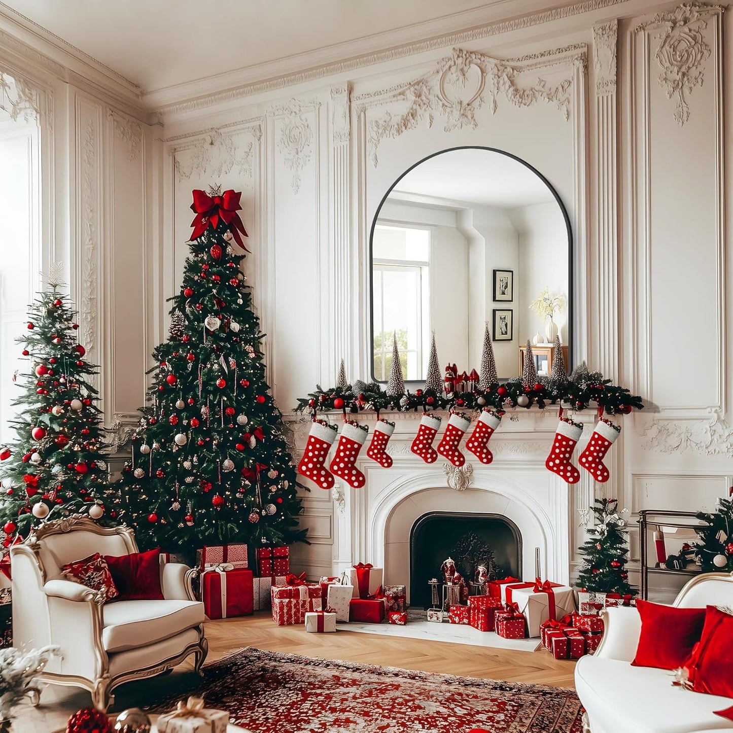 FORBATH Arched Mirror 36x40 Inch, Black Arched Mirror Wall Mounted Modern Black Aluminum Frame Decor Large for Dresser Bedroom Living Room Entryway, Hanging or Leaning Against Wall