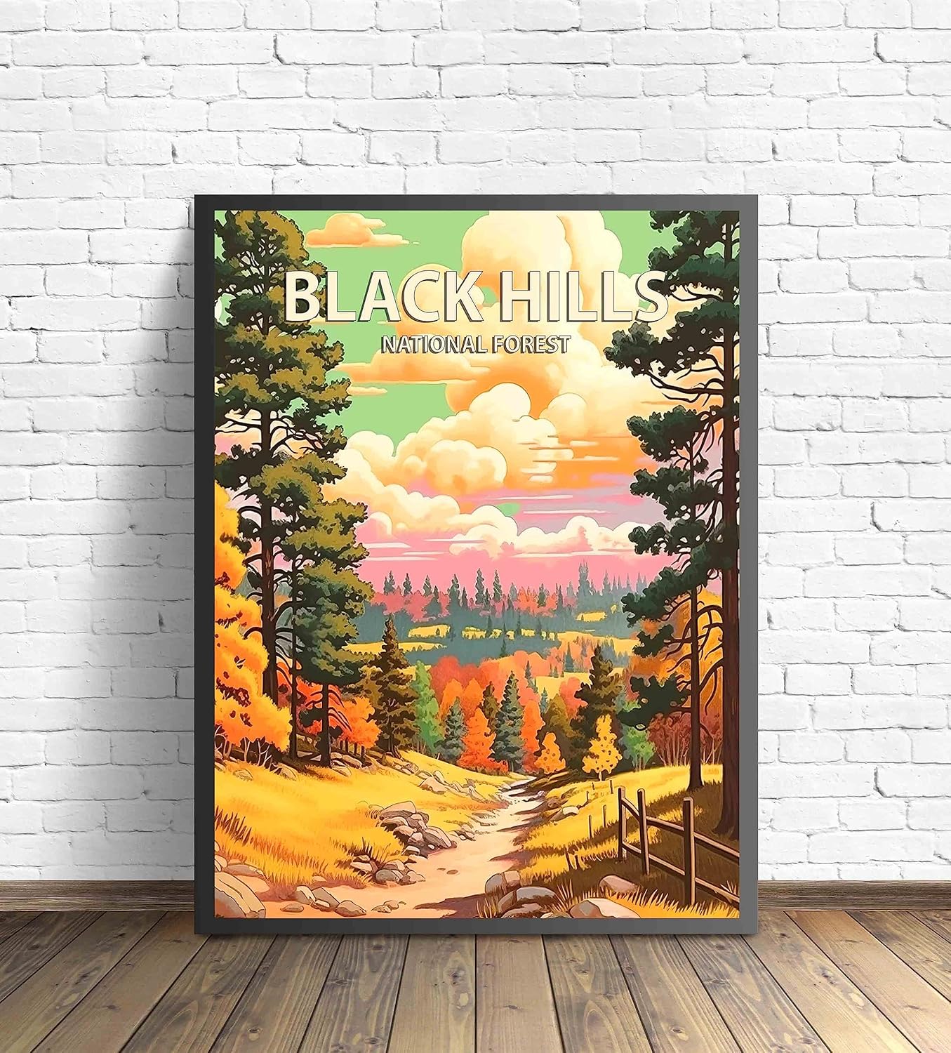 Black Hills National Forest Poster Art Print Retro Mountain Wall Art Poster Vintage Decor Nature Recreation Wilderness Wildlife Decoration, Outdoor Adventure Scenic Beauty Artwork. (Black Hills