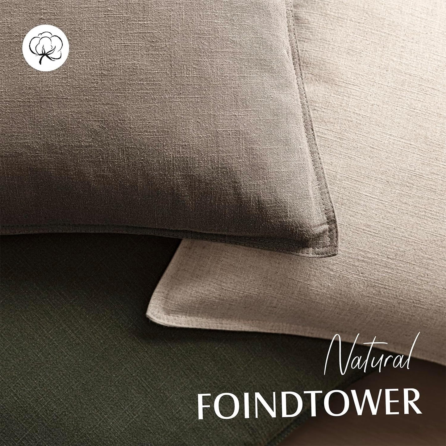Foindtower Set of 2, Decorative Linen Soild Throw Pillow Covers Soft Accent Euro Cushion Case Farmhouse Neutral Pillowcase for Chair Couch Sofa Bedroom Living Room Home Decor 16 x 16 Inch Brown Tan