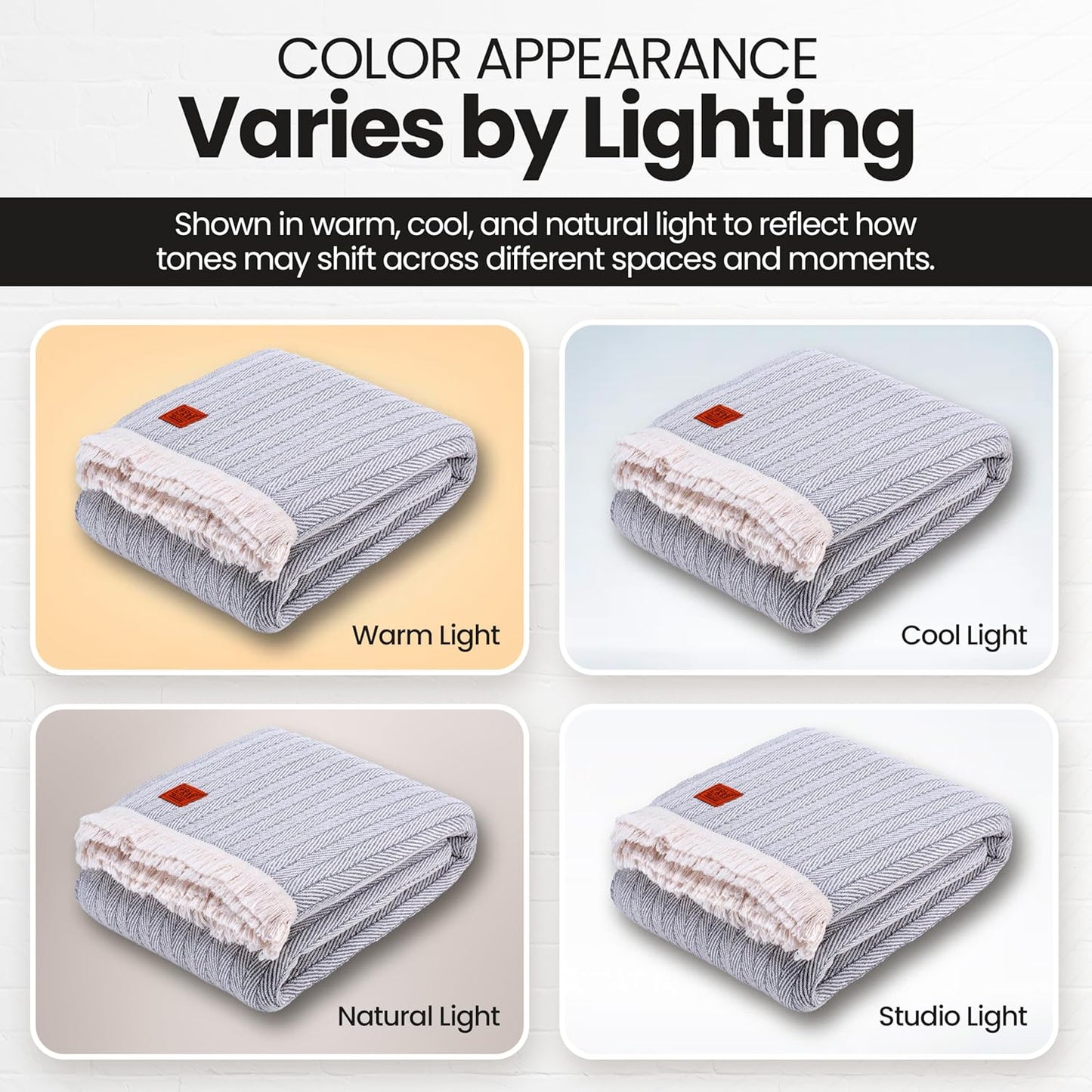 Gold Case Throw Blanket for Bed - 100% Recycled Turkish Cotton Blanket - Retro Lightweight Soft Throw Blankets for Bed & Living Room - Twin Size Cozy Blankets - 71x90 - Grey