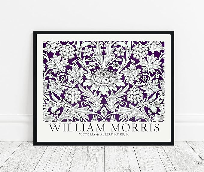 William Morris Purple Theme Wall Art Poster Prints, Famous Artist Patterns, Vintage Flowers Decor Artwork, Tapestry Historic Cultural Illustrations Fine Art, Colorful for Living Room, Bedroom, Office,