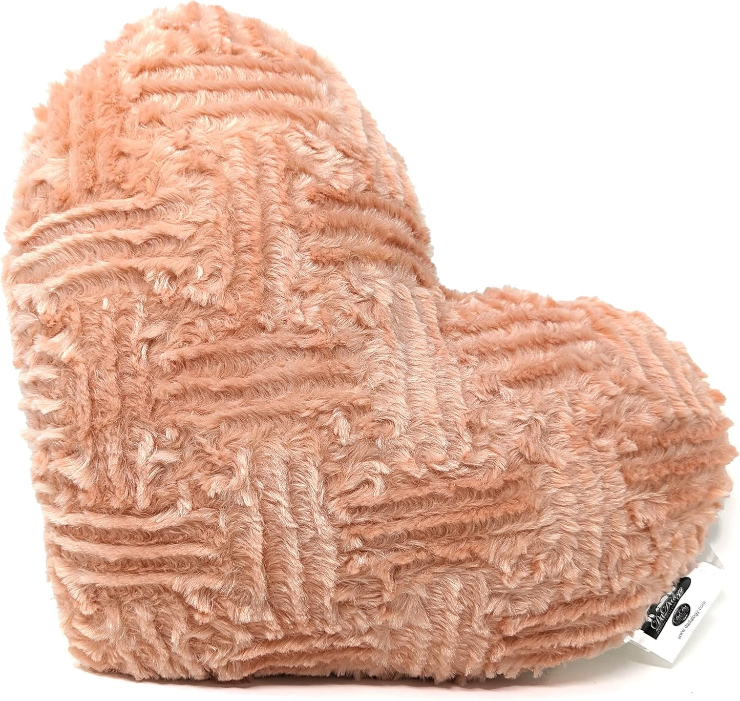 DaDa Bedding Heart Shaped Pillow Coral Peach Pink Faux Fur & Sherpa Soft Decorative Throw Pillow - 14x16 inches Coral Peach for Valentine's Day or Any Special Occasion